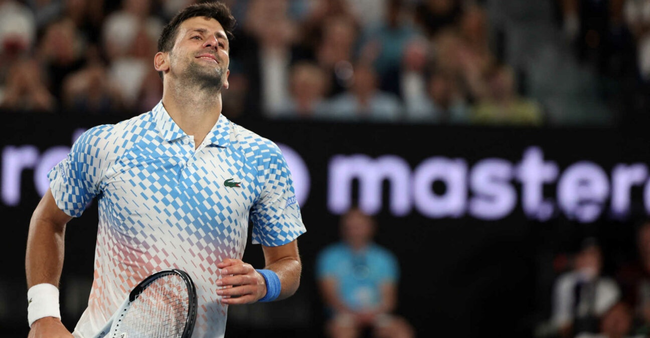 Sourire de Novak Djokovic à l'Open d'Australie 2023
