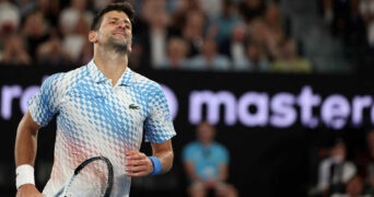 Sourire de Novak Djokovic à l'Open d'Australie 2023