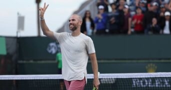 Adrian Mannarino victoire joie célébration Indian Wells