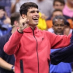 Sourire de Carlos Alcaraz à l'US Open 2023