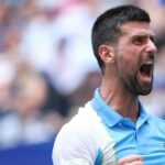 Novak Djokovic US Open 2023 célébration