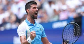 Novak Djokovic US Open 2023 célébration
