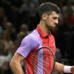 Novak Djokovic Rolex Paris Masters 2023 grimace