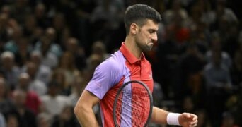 Novak Djokovic Rolex Paris Masters 2023 grimace