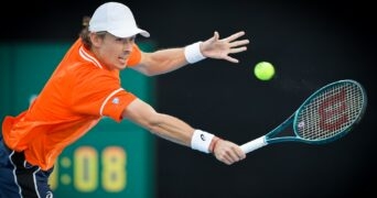 Alex de Minaur Australian Tennis Foundation 2024 exhibition retour revers