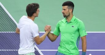 Luca Nardi et Novak Djokovic - Indian Wells 2024
