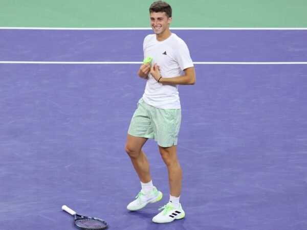 Luca Nardi après sa victoire face à Novak Djokovic à Indian Wells 2024