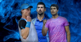 Jannik Sinner, Novak Djokovic et Carlos Alcaraz