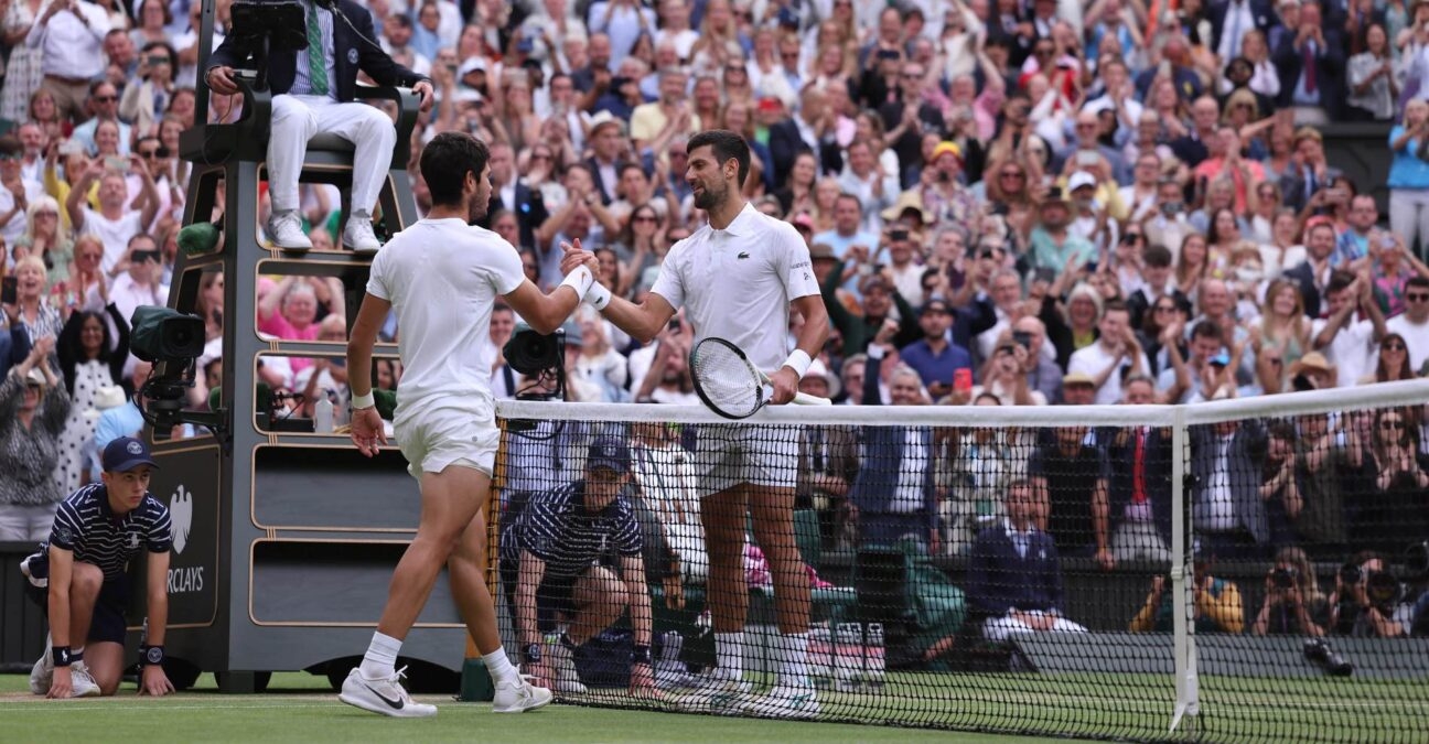 Carlos Alcaraz et Novak Djokovic à Wimbledon 2023