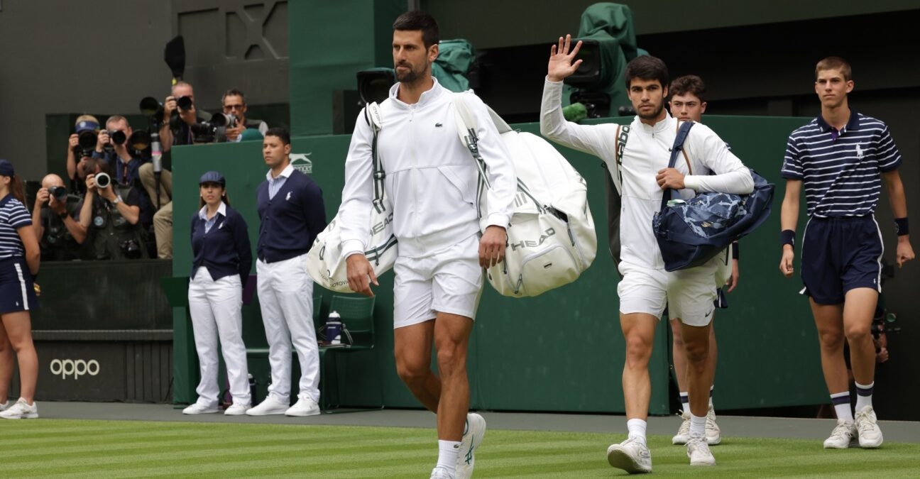 Novak Djokovic Carlos Alcaraz Wimbledon 2024 entrée