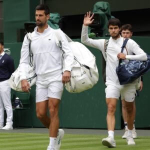 Novak Djokovic Carlos Alcaraz Wimbledon 2024 entrée