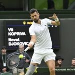 Novak Djokovic Wimbledon 2024 coup droit échauffement