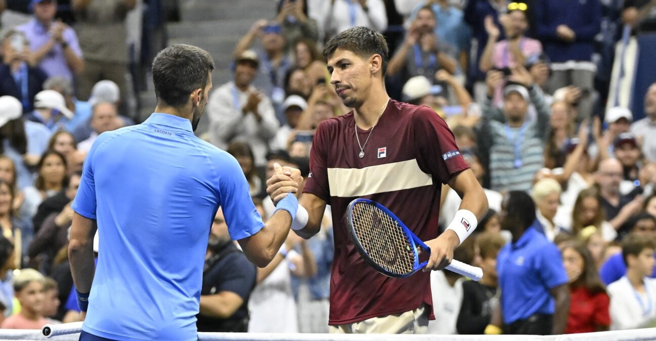 Alexei Popyrin et Novak Djokovic US Open 2024 (Chryslene Caillaud / Panoramic)