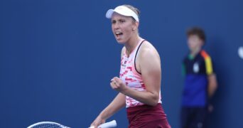 Elise Mertens US Open 2024 poing serré