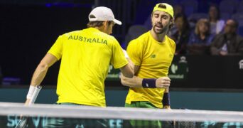 Thompson et Ebden en Coupe Davis (2024) pour l'Australie (© GAA/GTRES/SIPA)